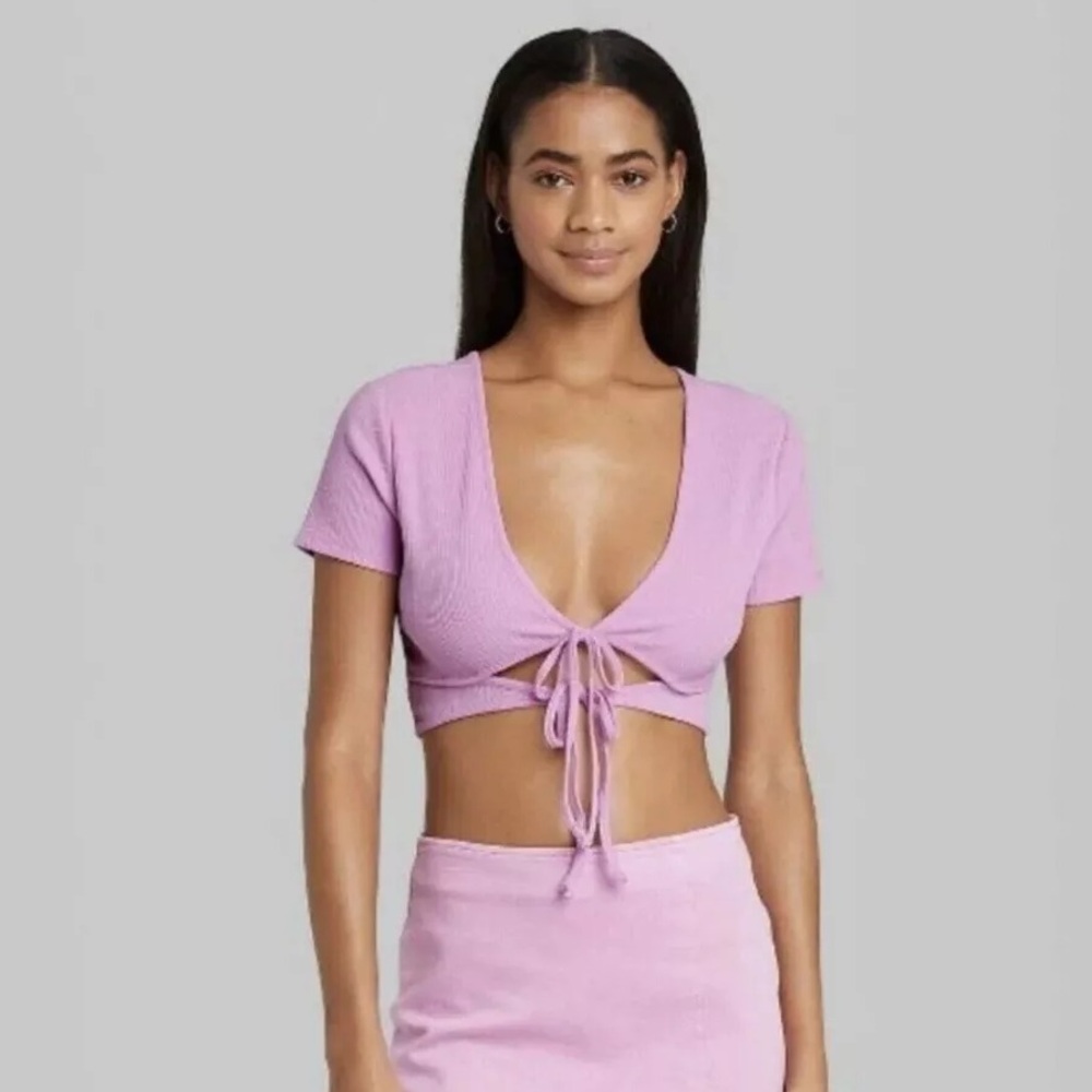 Wild Fable Short Sleeve Double Tie Front Versatile Top